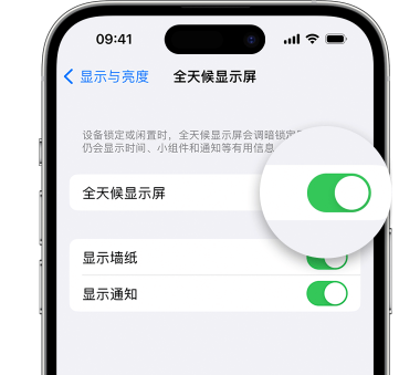 汕头苹果15预约维修分享iPhone15如何设置全天候显示屏幕可见 